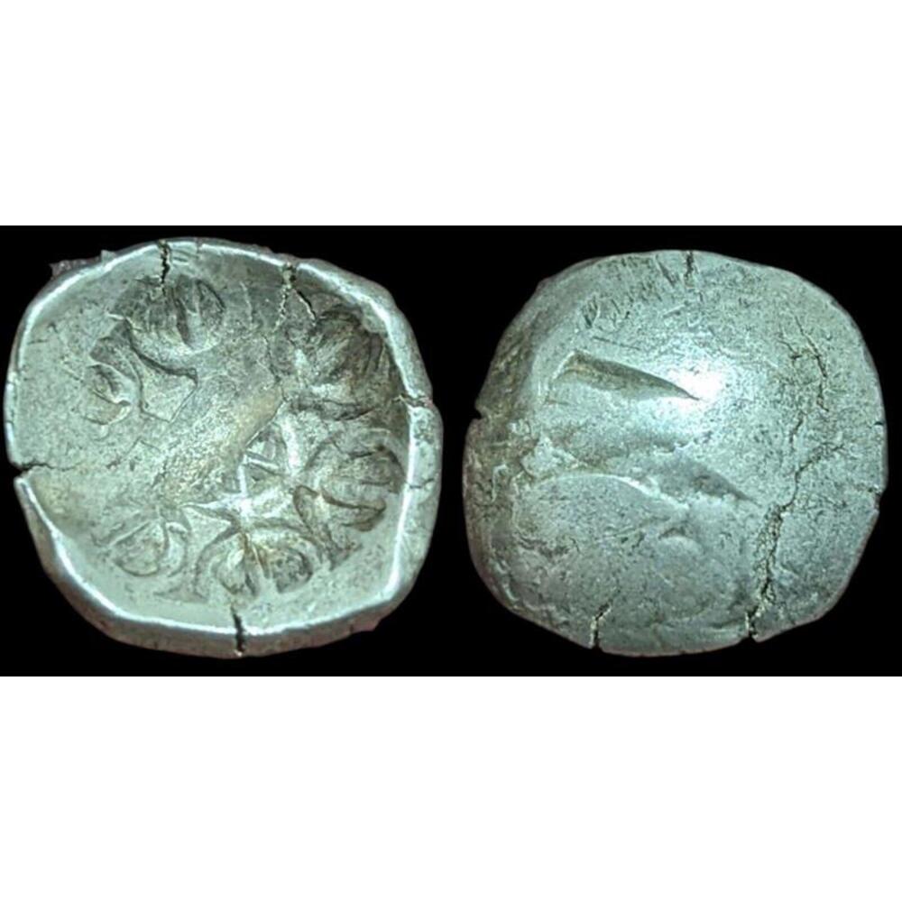 ⭐INDIA⭐ Ancient GANDHARA JANAPADA Authentic OLD 600 B.C. Silver Coin Bowl shape